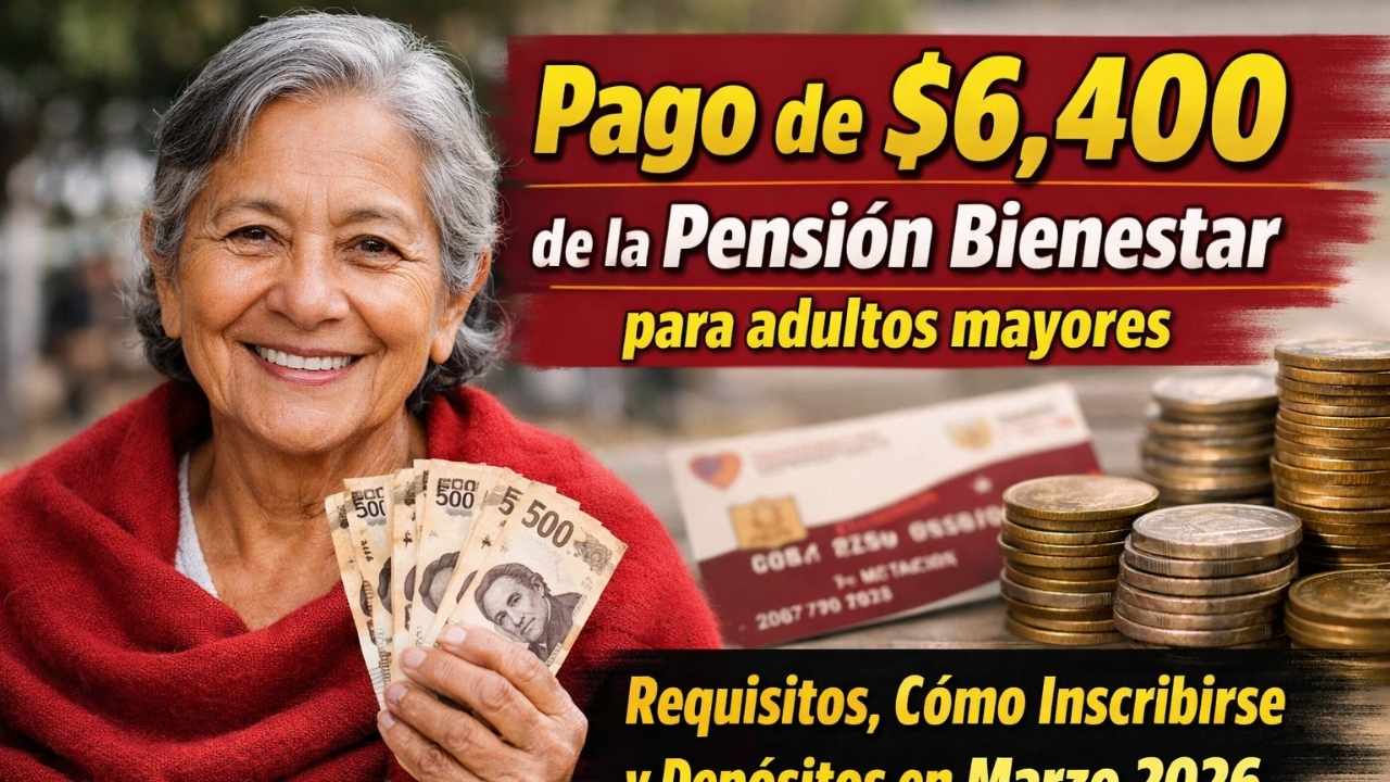 pago de $6,400 de la Pensión Bienestar para adultos mayores — requisitos, cómo inscribirse y depósitos en marzo 2026