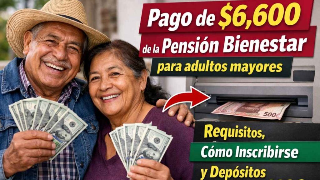 pago de $6,600 de la Pensión Bienestar para adultos mayores — requisitos, cómo inscribirse y depósitos en marzo 2026