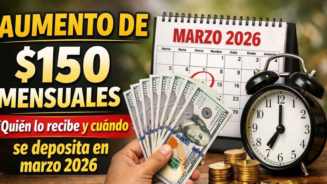 aumento de $150 mensuales — quién lo recibe y cuándo se deposita en marzo 2026
