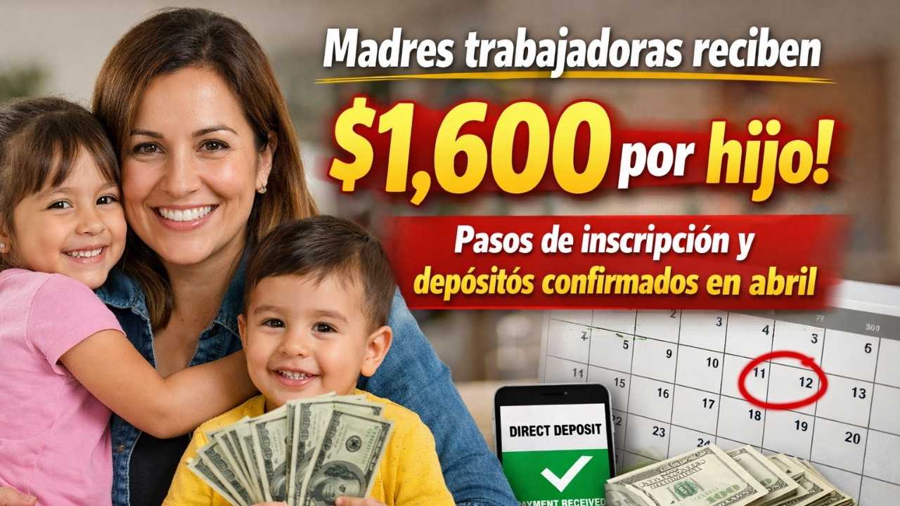 Madres trabajadoras reciben $1,600 por hijo: pasos de inscripción y depósitos confirmados en abril