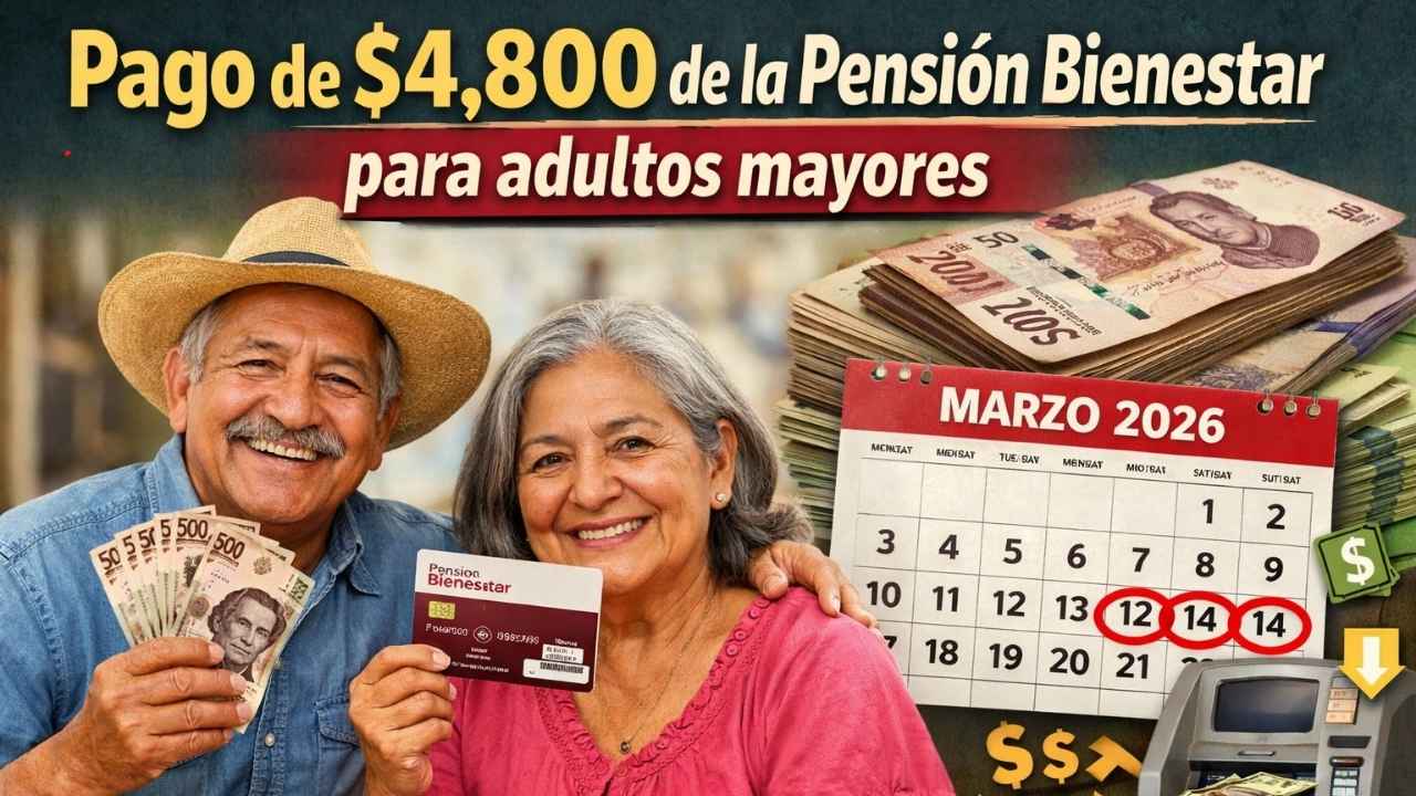 pago de $4,800 de la Pensión Bienestar para adultos mayores — requisitos, cómo inscribirse y depósitos en marzo 2026