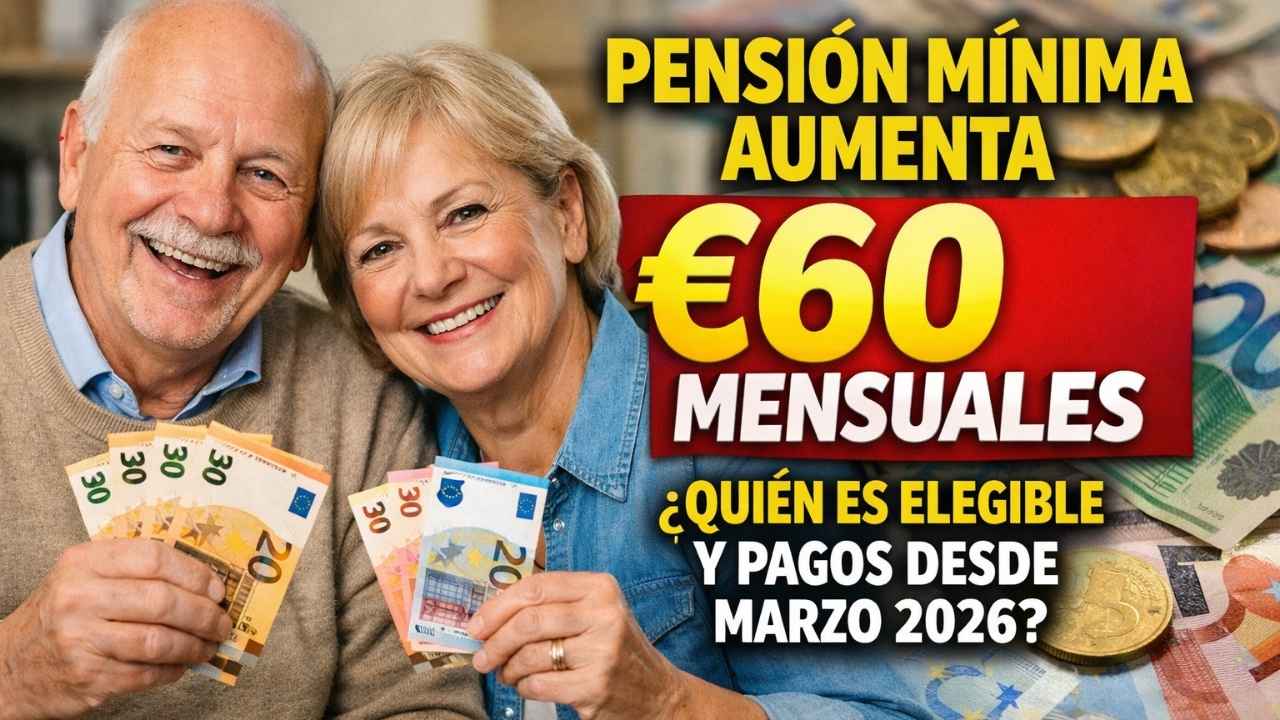 pensión mínima aumenta €60 mensuales — quién es elegible y pagos desde marzo 2026