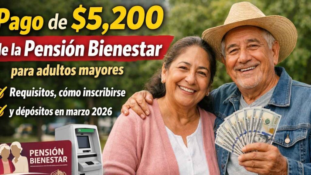 pago de $5,200 de la Pensión Bienestar para adultos mayores — requisitos, cómo inscribirse y depósitos en marzo 2026