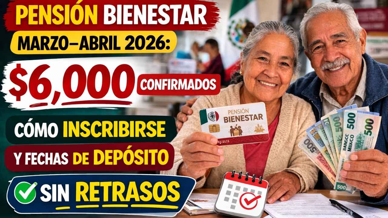 Pensión Bienestar marzo–abril 2026: $6,000 confirmados, cómo inscribirse y fechas de depósito sin retrasos