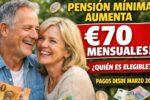 pensión mínima aumenta €70 mensuales — quién es elegible y pagos desde marzo 2026