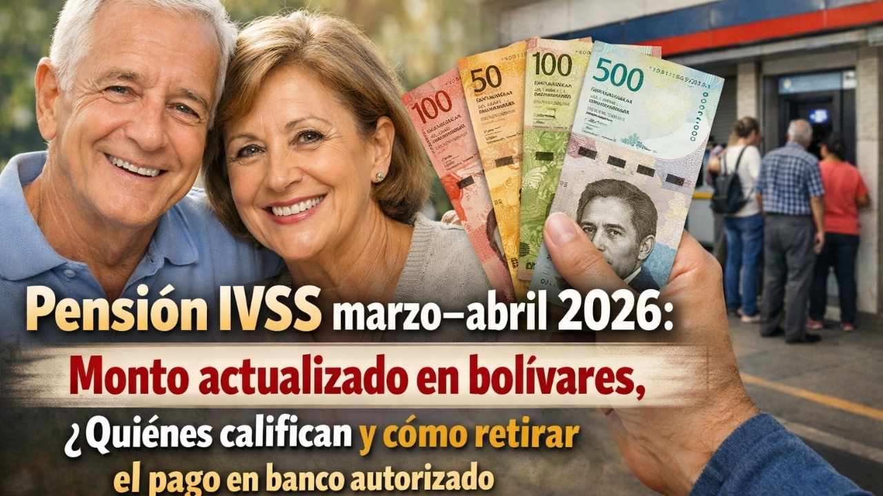 Pensión IVSS marzo–abril 2026: monto actualizado en bolívares, quiénes califican y cómo retirar el pago en banco autorizado