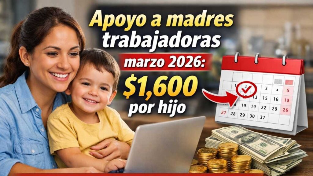 Apoyo a madres trabajadoras marzo 2026: $1,600 por hijo, cómo solicitar y fechas de depósito