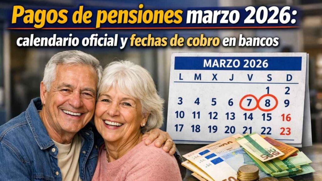 Pagos de pensiones marzo 2026: calendario oficial y fechas de cobro en bancos