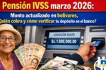 Pensión IVSS marzo 2026: monto actualizado en bolívares, quién cobra y cómo verificar tu depósito en el banco