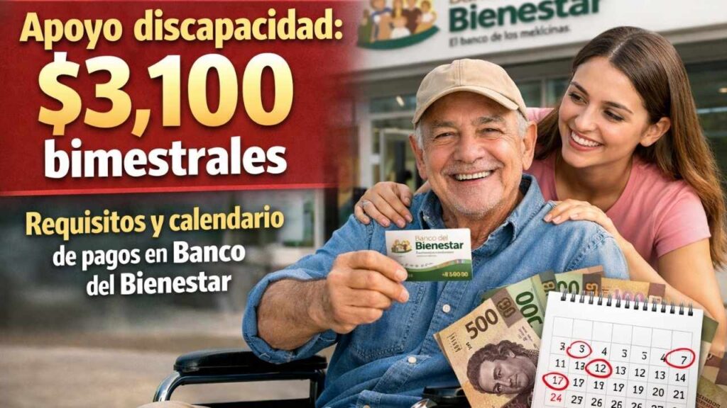 Apoyo discapacidad: $3,100 bimestrales, requisitos y calendario de pagos en Banco del Bienestar
