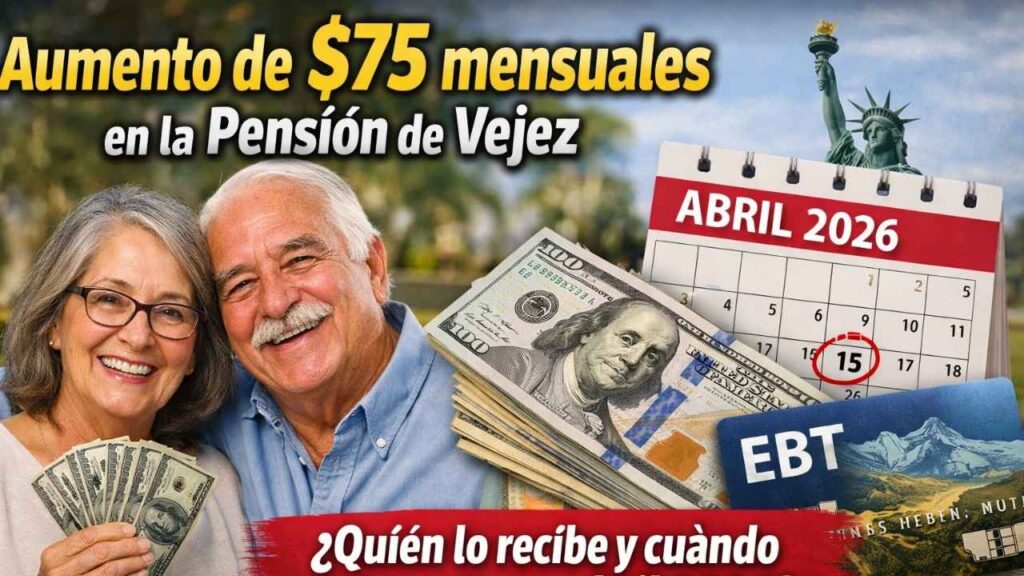 aumento de $75 mensuales en la Pensión de Vejez — quién lo recibe y cuándo se deposita en abril 2026