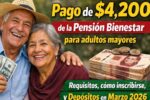 pago de $4,200 de la Pensión Bienestar para adultos mayores — requisitos, cómo inscribirse y depósitos en marzo 2026