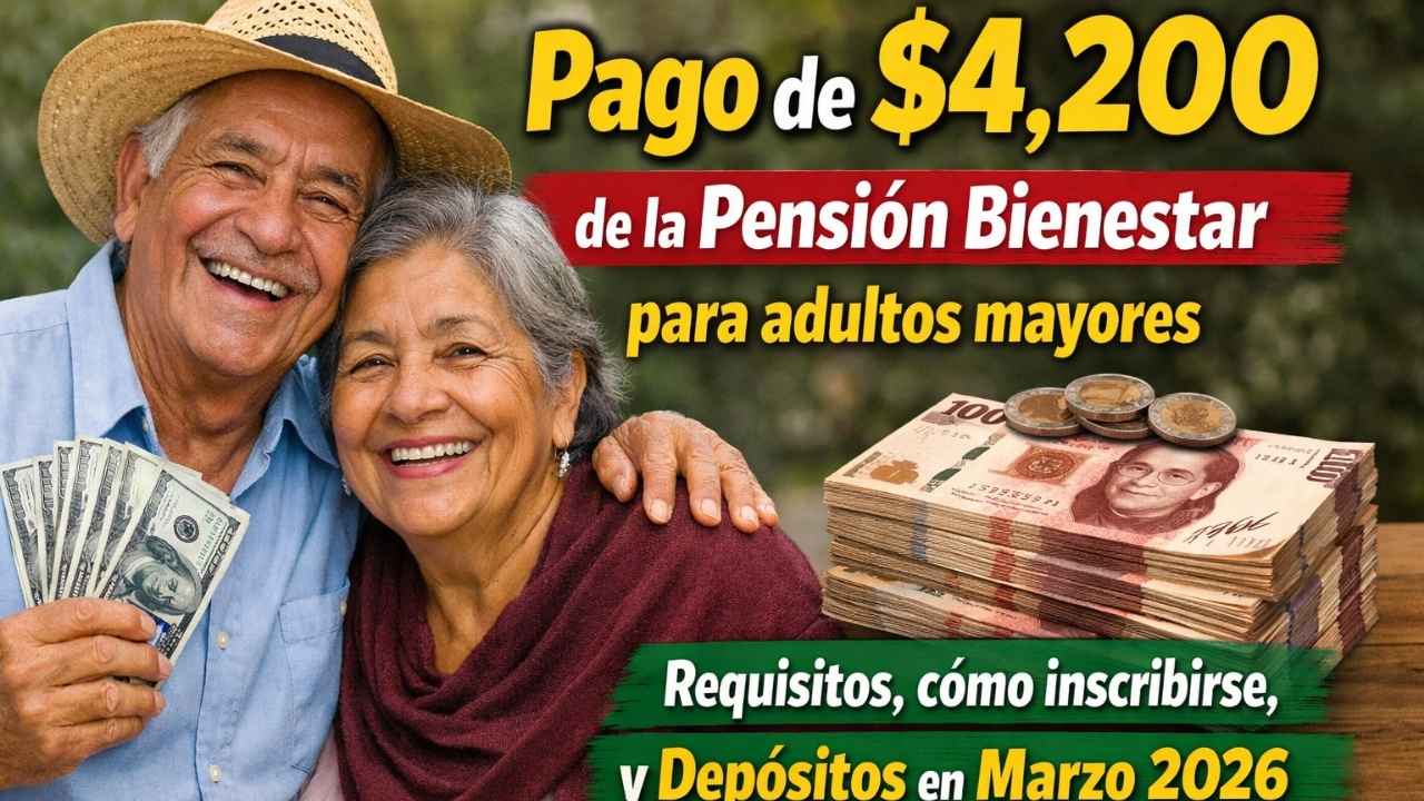 pago de $4,200 de la Pensión Bienestar para adultos mayores — requisitos, cómo inscribirse y depósitos en marzo 2026