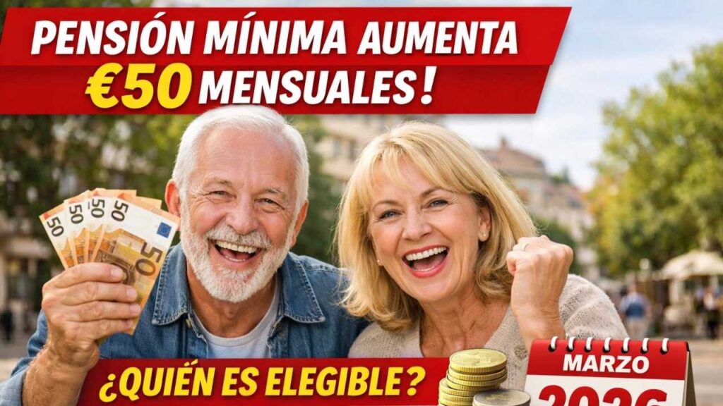 pensión mínima aumenta €50 mensuales — quién es elegible y pagos desde marzo 2026