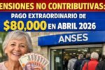 Pensiones No Contributivas: pago extraordinario de $80,000 en abril 2026, requisitos y turnos en ANSES