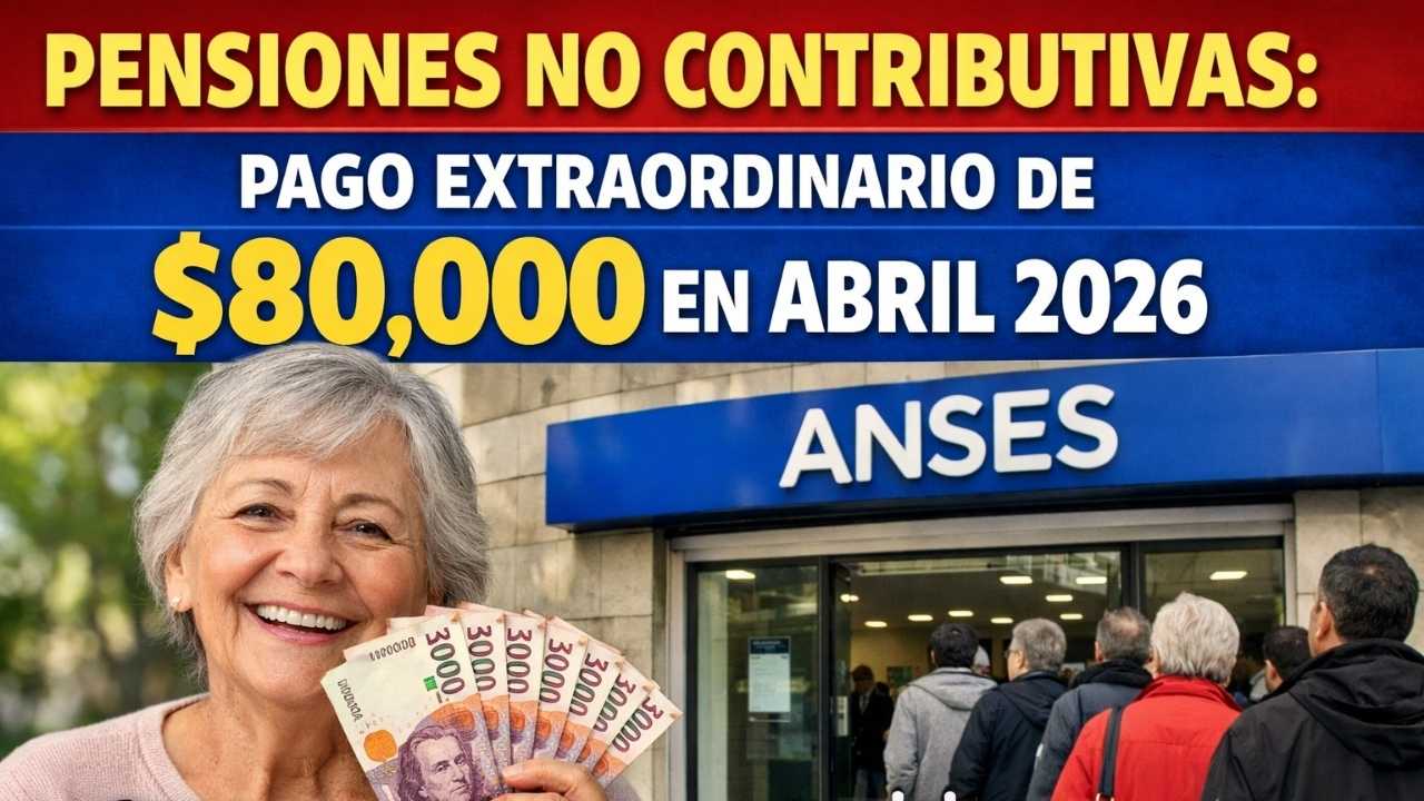 Pensiones No Contributivas: pago extraordinario de $80,000 en abril 2026, requisitos y turnos en ANSES