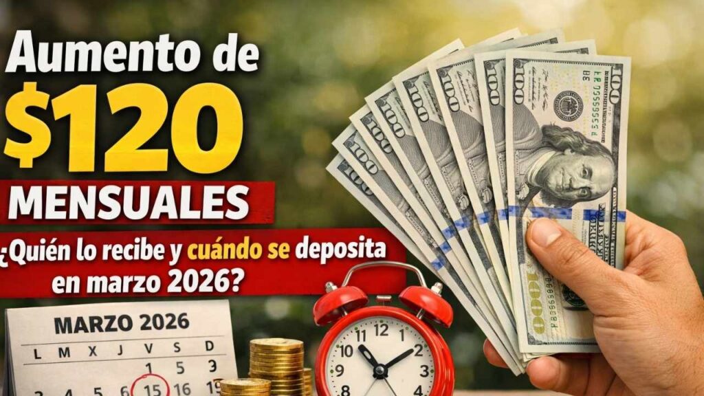 aumento de $120 mensuales — quién lo recibe y cuándo se deposita en marzo 2026