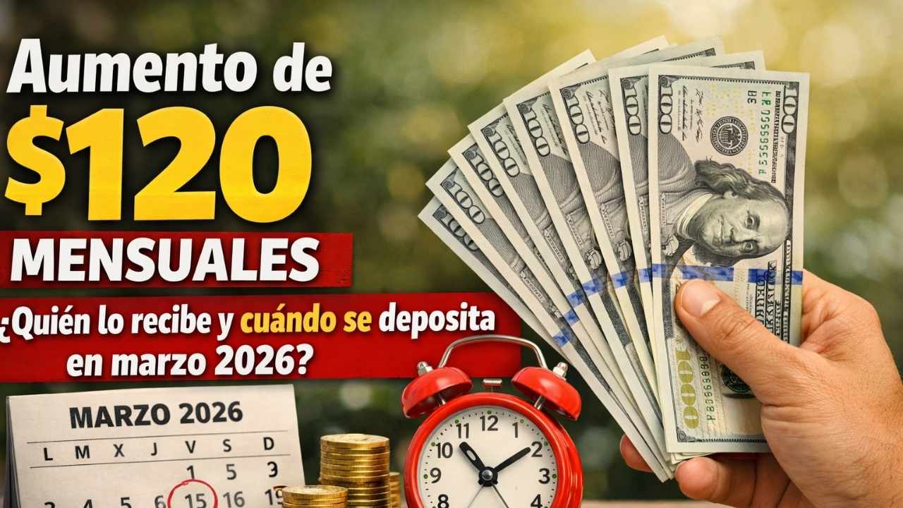 aumento de $120 mensuales — quién lo recibe y cuándo se deposita en marzo 2026